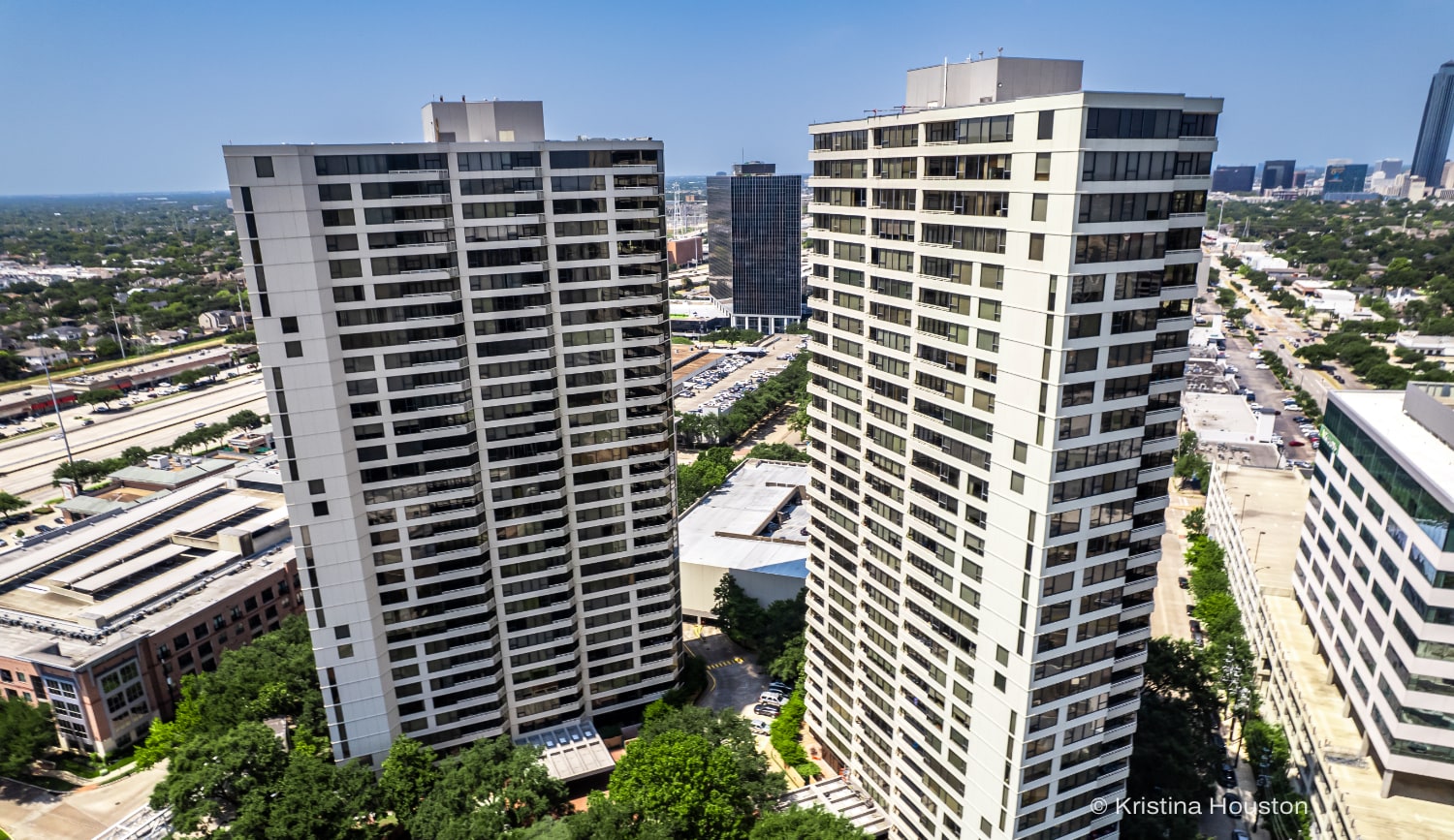 The Greenway Condos twin towers at 14 & 15 Greenway Plaza